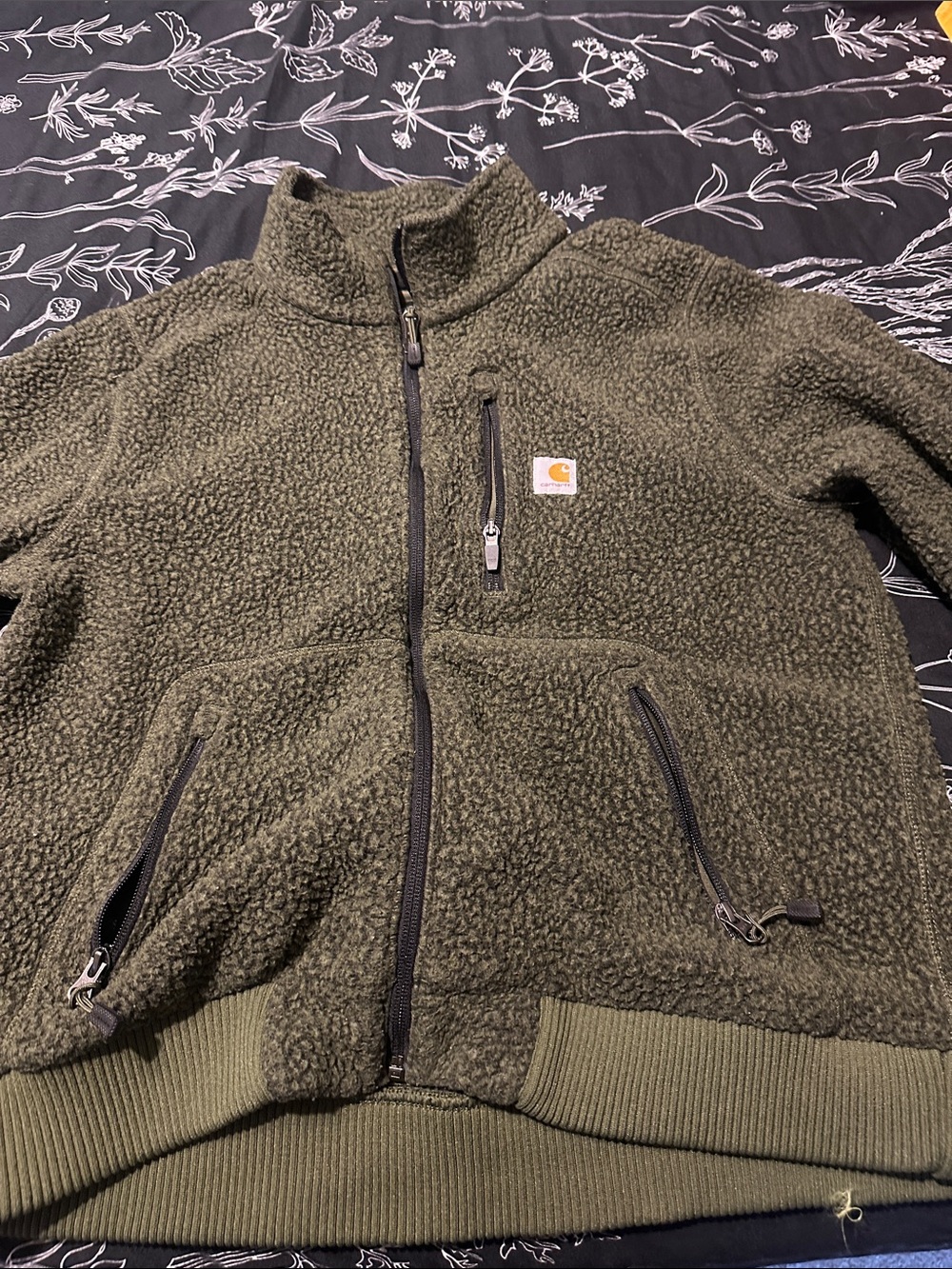 Carhartt Olive Green Sherpa Zip Jacket